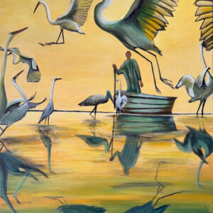 Les grues sur un lac
